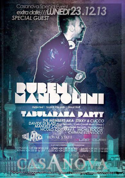 TABULARASA _ Lunedi 23 Dicembre _ SPECIAL GUEST RUBEN MANDOLINI_ at Casanova