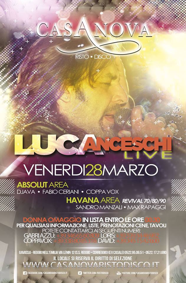 CASANOVA Live LUCA ANCESCHI Reggio Emilia 1